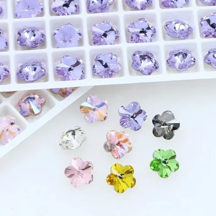 30Pcs Rhinestones K9 Cherry Blossom Powder Crystal Nail Decoration Diamond Fancy Gradient Pointback Nail Accessories 240910