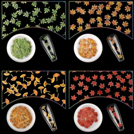 Maple leaves apricot leaves red leaves nail charm wood pulp nail decoration 3D nail processing parts nail art decoration accessories 241107